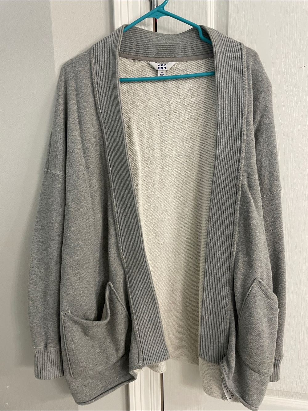 JoyLab Light Gray Open-Front Knit Cardigan with Pockets